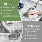 Multifunktionaler Abflusskorb für Obst und Gemüse, Waschsieb, Korb mit Deckel, Lebensmittelfrisch, Organizer, Aufbewahrungsbox, Küchenhelfer