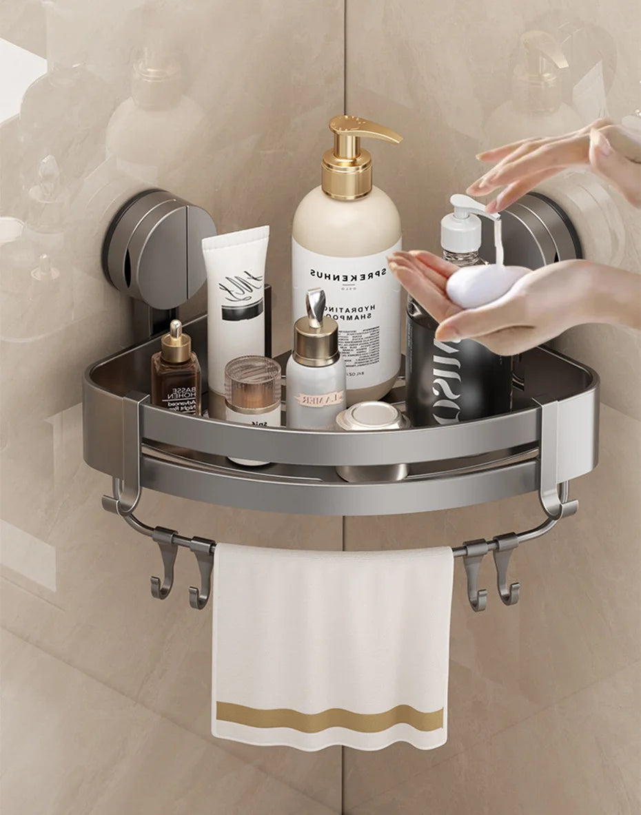 Badezimmer-Ecklagerregal, Saugnapf, Halterung an der Wand, Dusch-Caddy-Box, abnehmbares Badezimmer, Küche, Toilette, Organizer-Rack