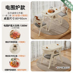 Multifunktionaler Couchtisch aus massivem Holz, hochwertiger integrierter Tisch mit Elektrogehäuse für Herd, Tee und Grill