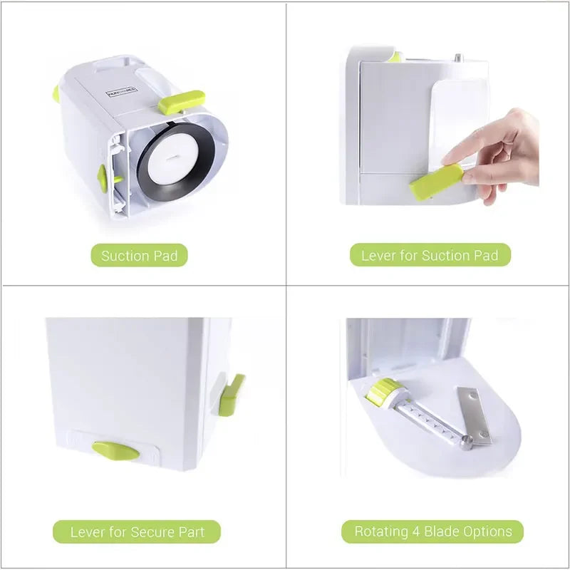 Gemüsespiralschneider, 4-in-1, rotierende Klinge, Gemüsespiralschneider, Zucchini-Nudelhersteller mit Saugnapf, Gemüseschneider