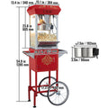 VEVOR Popcornmaschine mit Wagen, 850 W, 8 oz (ca. 227 g), 48 Tassen, Rot