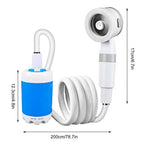 Tragbare Campingdusche – Wiederaufladbar, 4000 mAh, 60 Min. Laufzeit, 2m Schlauch | USB-C