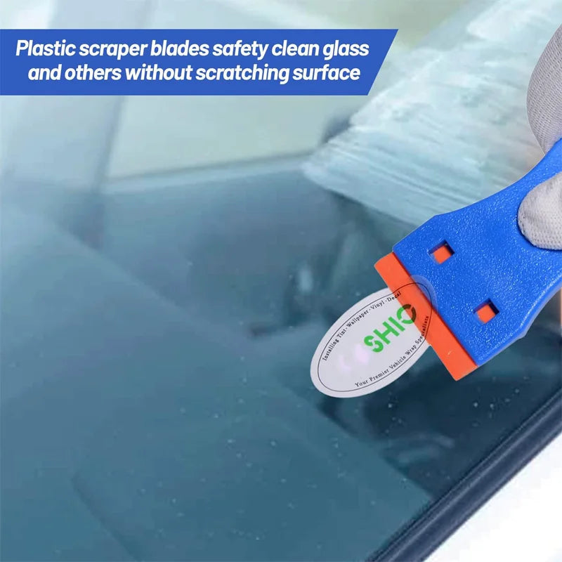 Auto-Aufkleber-Entferner-Schaber, 100 Stück, Kunststoffklingen zum Entfernen von Kleber, Schaben, Aufklebern, Etiketten und Abziehbilder aus Glas, Windschutzscheiben