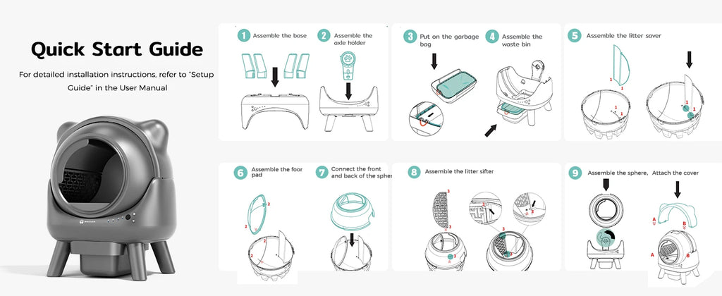 Amicura Cura X1 Automatische Katzentoilette, selbstreinigend, mit App-Steuerung, Sicherheitssensor, leicht zu reinigendes elektrisches Katzentoilett