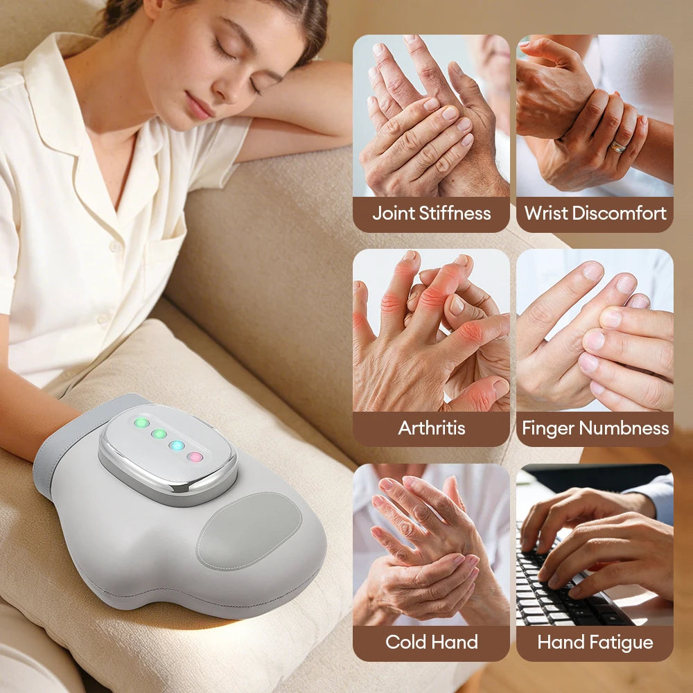 Elektrischer Handmassager mit Luftkompression – 5 Stufen, Wärmefunktion, Vibration, CE