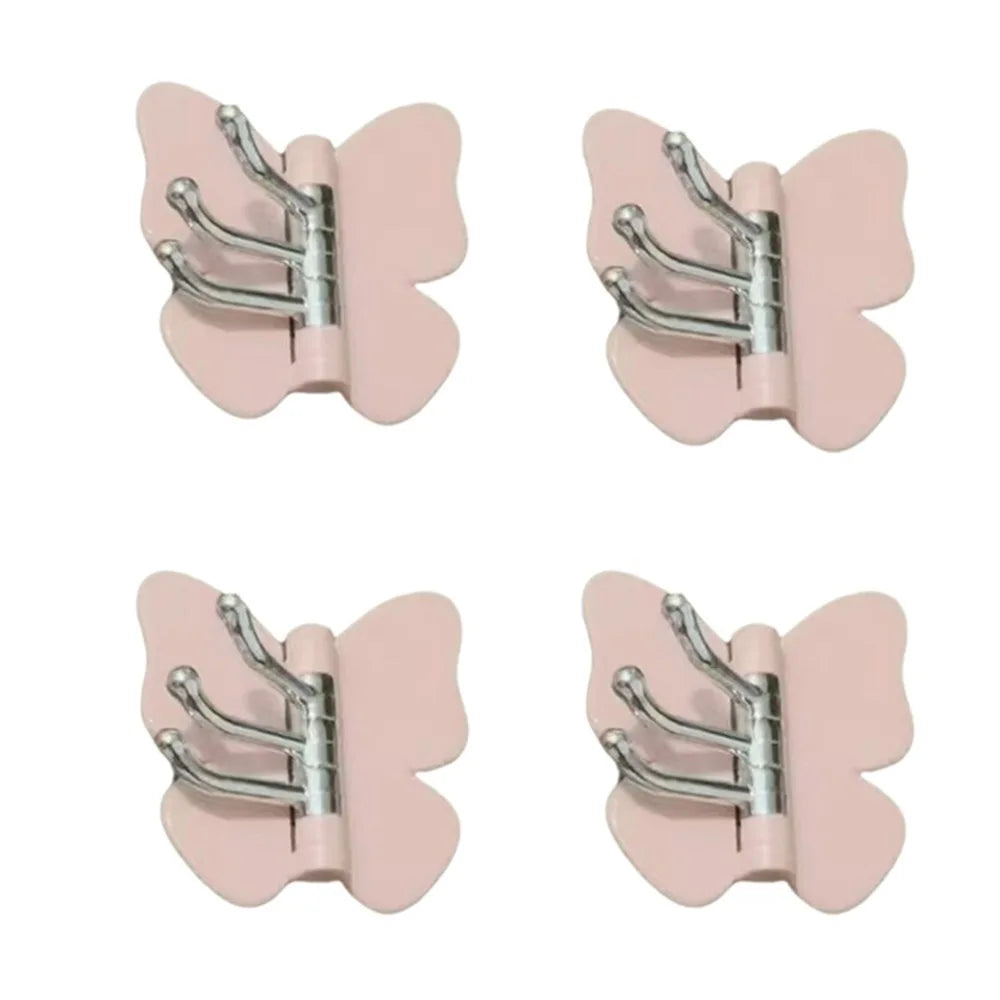 Schmetterlings-Wandhaken 4er-Set – Drehbar, Selbstklebend, Dekorativ | Rosa, Lila, Weiß, Gelb & Bunt