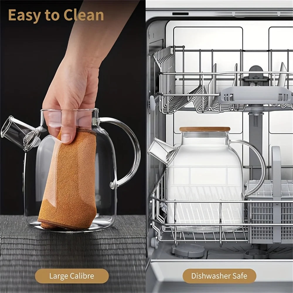 1 l/1,8 l große Kapazität Glas-Teekanne, hochtemperaturbeständiger Wasserkocher für gedämpftes Saft, Obst- und Eistee, Zugang zu Hause und in der Küche