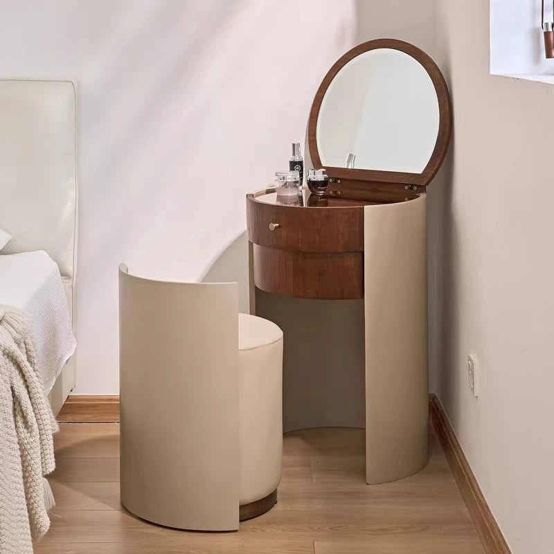 Wohnung Design Schminktisch Runde Luxus Schlafzimmer Set Schminktisch Stuhl Büro Penteadeira De Maquiagem Haus Zubehör