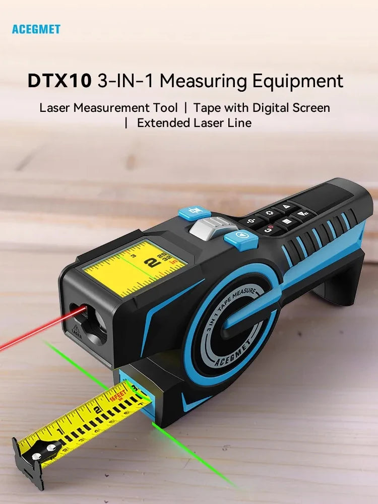 Acegmet dtx10 3-in-1-Messgerät. 2,0" ips-Display & Laser-Positionsmarkierung & 100 m Entfernungsmesser & Stahlband, Werkzeuge für Deko