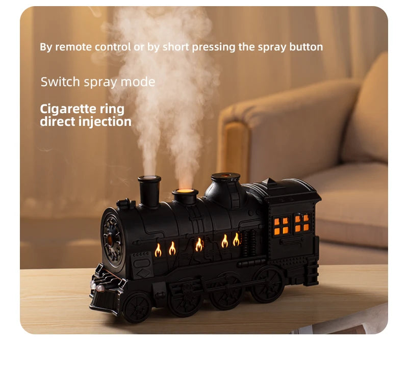 Kreativer Vintage-Zug-Lokomotive-Luftbefeuchter, Aroma-Diffusor, Sprühgerät mit Quallen-Rauchring für die Aromatherapie mit ätherischen Ölen