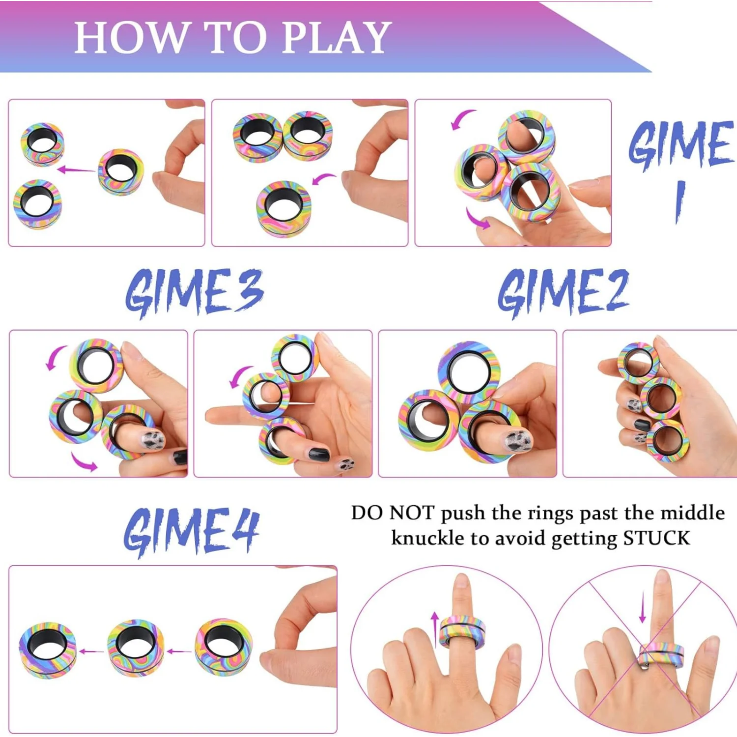 Magnetische Ringe Zappelspielzeug, ADHS Angst Magnetischer Fingerspinner Coolstes Magnet Stressabbau-Spielzeug für Kinder Erwachsene Teenager Geschenke