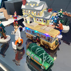 Weihnachten Leuchtende Harz Haus Santa Claus Auto Haus Ländlichen Urlaub Garage Dekoration Desktop Dekoration Statue Weihnachten Geschenk