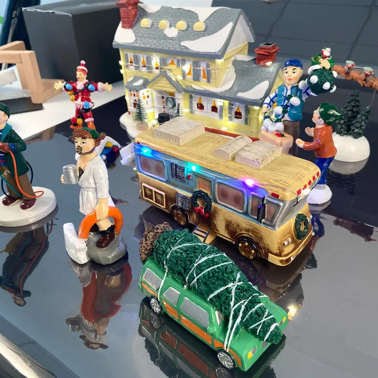 Weihnachtsschmuck Geschenk Alter Mann Auto Haus Harz Kleine Weihnachtsstatue Griswold Villa Home Desktop Figur Gartendekorationen