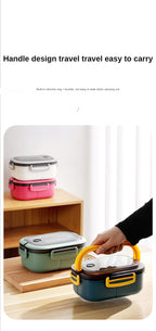 1200ml 2-lagige Bento-Brotdose mit Löffel gabel, tragbare auslaufs ichere Büro camping für Kinder mit hoher Kapazität