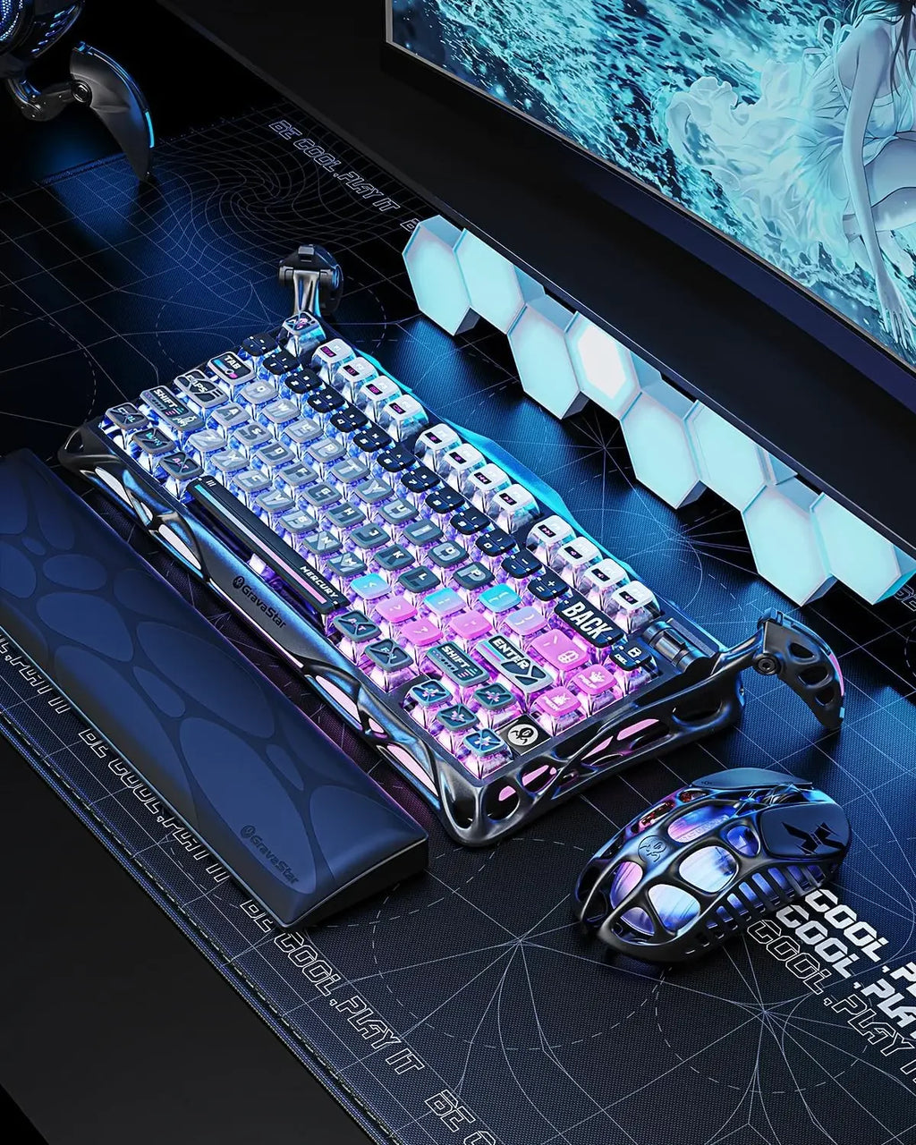 GravaStar K1 Bluetooth Drahtlose mechanische Tastatur aus Aluminiumlegierung Tri-Mode RGB Light E-Sport-Gaming-Tastatur PC-Zubehör