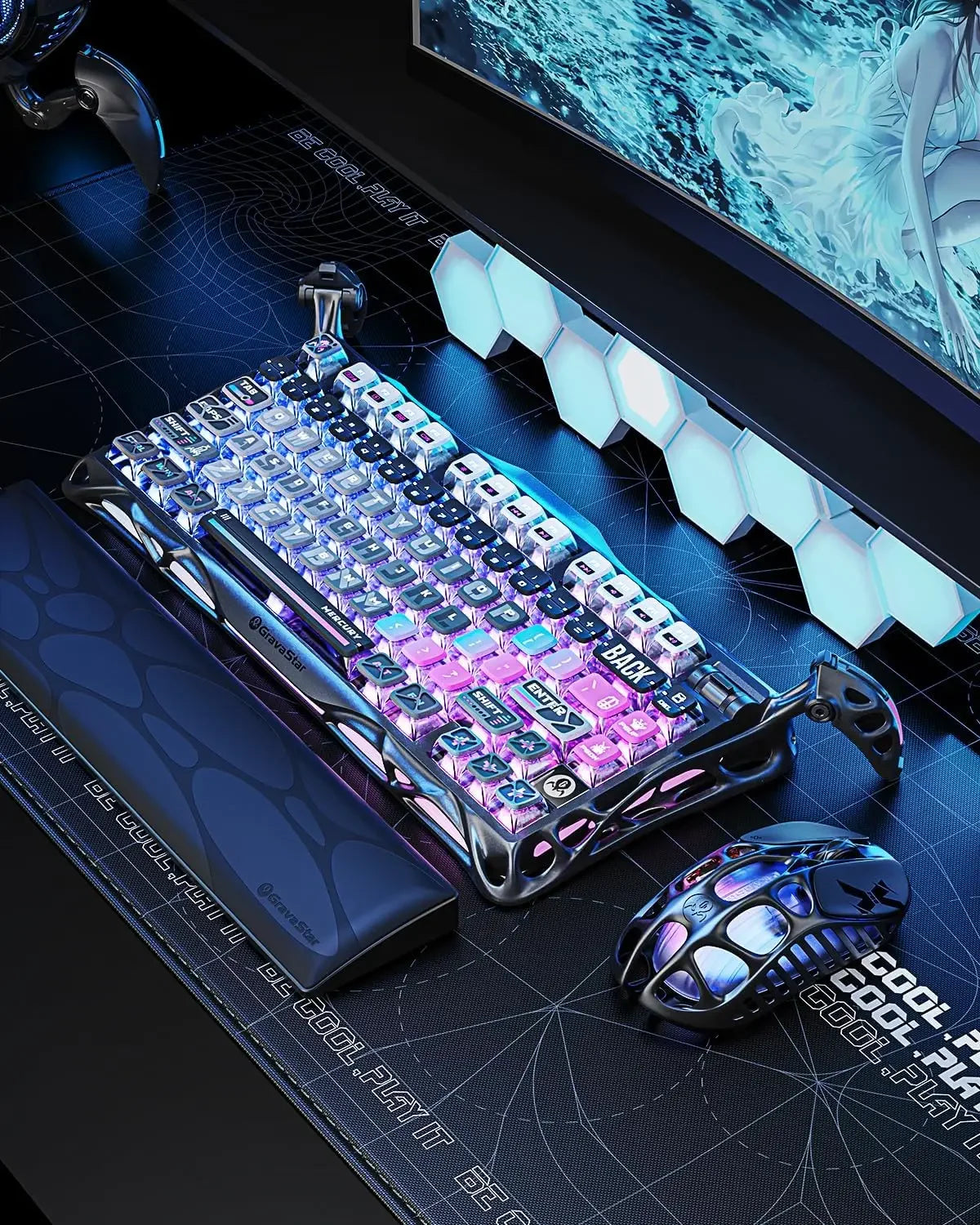 GravaStar K1 Bluetooth Drahtlose mechanische Tastatur aus Aluminiumlegierung Tri-Mode RGB Light E-Sport-Gaming-Tastatur PC-Zubehör