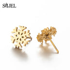 SMJEL Niedliche Tier-Hirsch-Ohrstecker, kleine Lebkuchenmann-Schneeflocken-Ohrringe für Mädchen, Edelstahl, Weihnachtsschmuck, Brincos