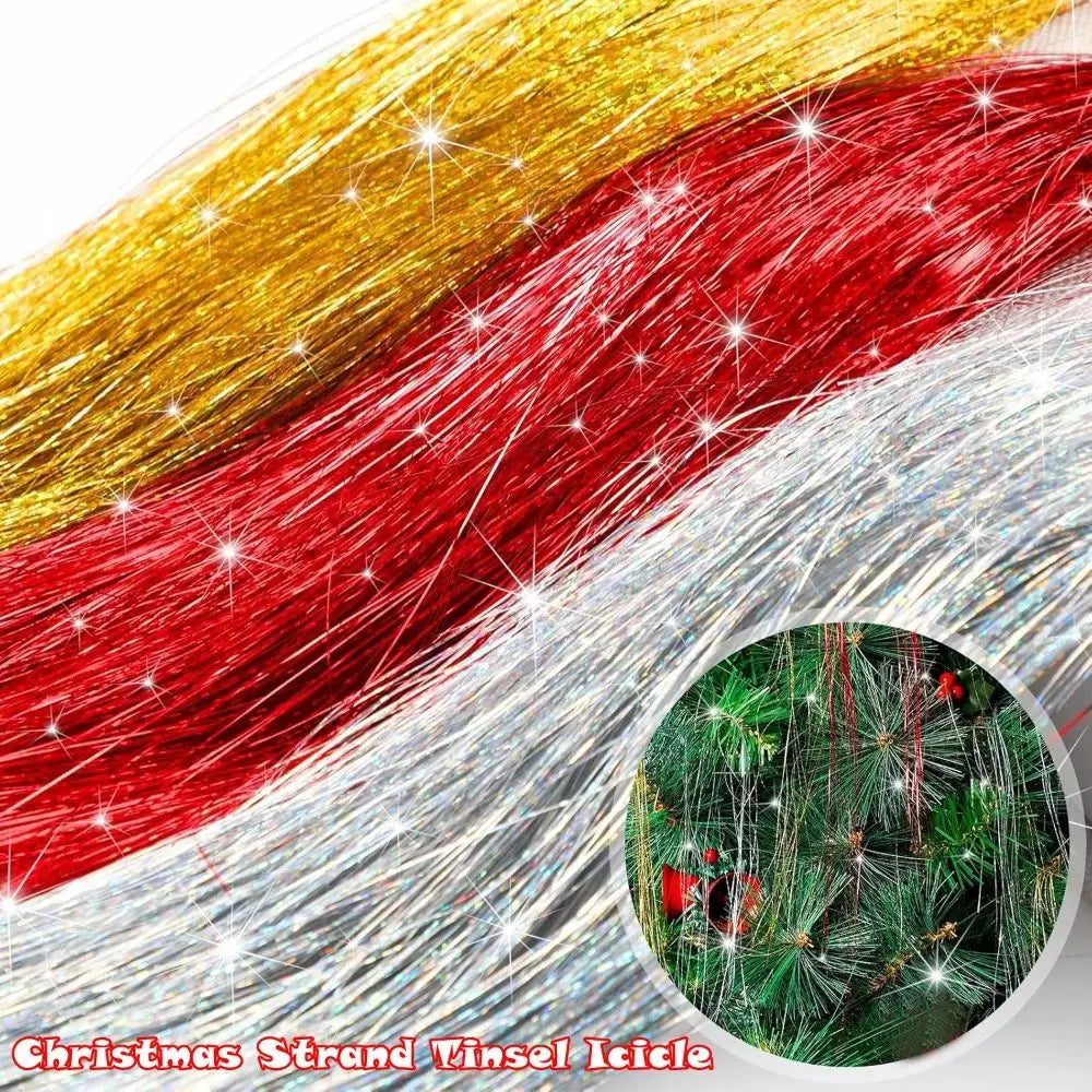 Wiederverwendbarer Weihnachtsbaum aus Metalldraht, Festivals, Dekor, silberfarben, Weihnachtsbaum, Lametta, Eiszapfen, schillernde Goldfarbe