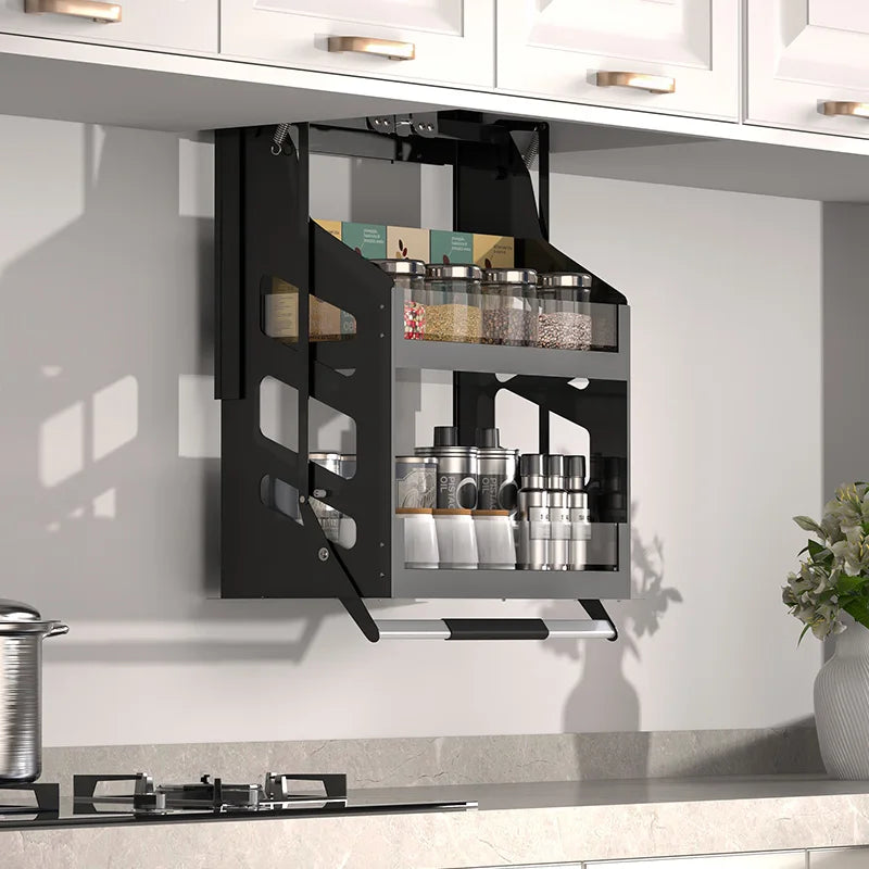 Hebekorb, Küchenschrank, vertikaler Pull-Down-Typ, auf und ab Puffer, Gewürzkorb, Gestell