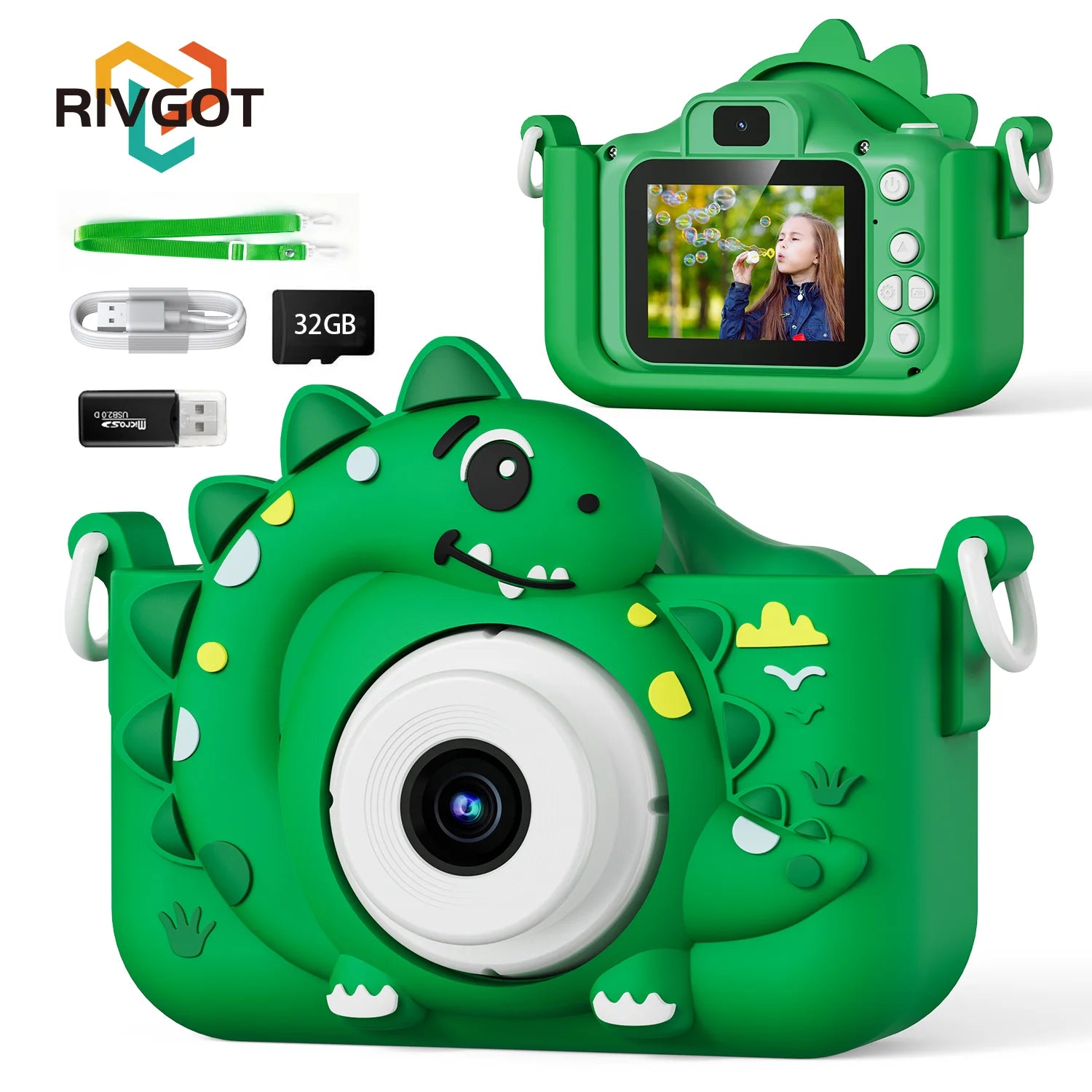 Kinder Digitalkamera mit 32G Karte Spielzeug Mädchen Junge 1080p HD-Bildschirm Outdoor Cartoon Dinosaurier Kamera Fotografie Video Geburtstagsgeschenke
