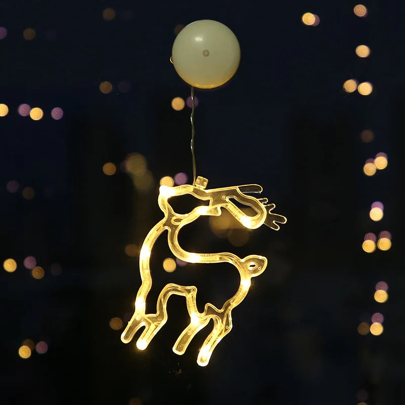 Weihnachten LED Licht Schneeflocke Santa Hängen Batteriebetriebene Fenster Ornamente Dekoration für Home Weihnachten Navidad Neue Jahr Dekor