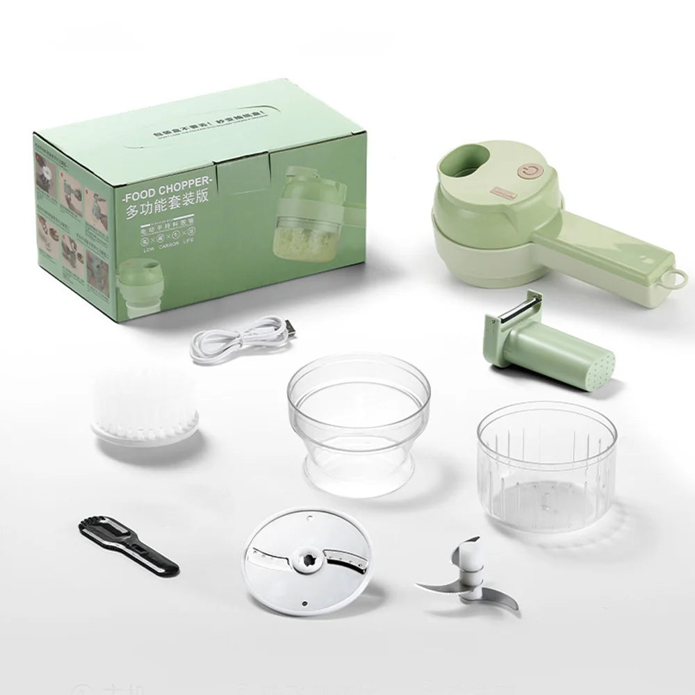 Ensemble de coupe-légumes électrique, presse-ail portatif sans fil, hachoir à viande, éplucheur, trancheur, accessoires de cuisine