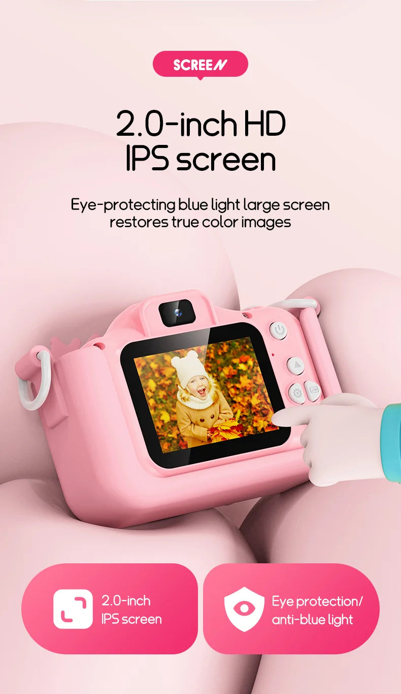 Digital Kids Cameras Toys Mini Children Camera 1080P HD, 8x Zoom Dual Camera