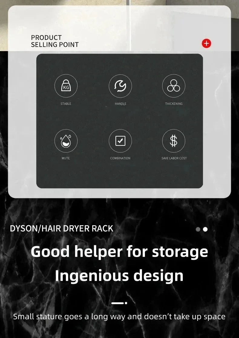 Haartrockner-Halter, kein Halt erforderlich, verstellbare Wandaufhängung, frei von Händen, kein Stanzen von Löchern erforderlich, universelles Luftkanal-Aufbewahrungsregal