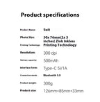 TELESIN LIENE Mini-Fotodrucker Zink, tintenfrei, 300 dpi, kabellos, Bluetooth, tragbarer Foto-Waschautomat mit APP für selbstgemachte Bilder und Geschenke