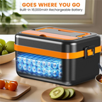 A07R Cordless Electric Lunch Box With 16000Mah Battery Rechargeable Self-Heating Food Warmer For Work/Travel Car/Office Us Plug