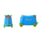 Ride-On Kindergepäck mit geräuschlosen Rädern, Cartoon-Aufbewahrungsbox, Spielzeugkoffer, stapelbares Design für Zuhause/Reisen (Jungen/Mädchen)