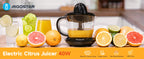 Aigostar elektrische Zitrus presse 40 Watt 700 ml, Zitrus presse mit Tropf auslauf, 2 austauschbare Zapfen. Bpa frei