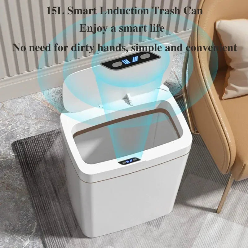 15L Smart Sensor Mülleimer Mülleimer Wasserdicht Touchless Automatischer Mülleimer Papierkorb für Küche Toilette Schlafzimmer