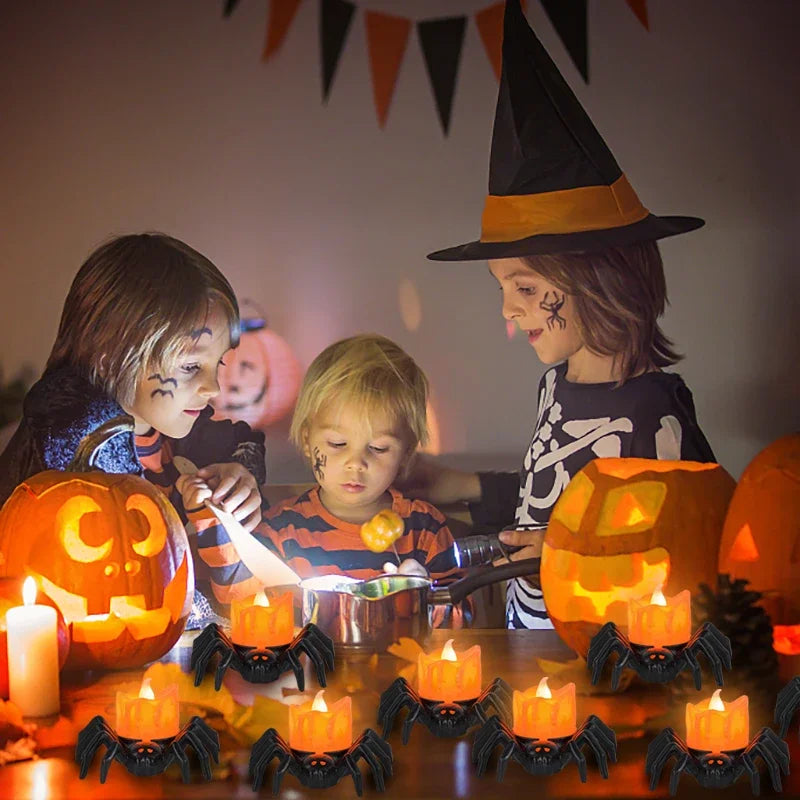 Halloween LED-Spinnenlampe – Leuchtende Kürbis-Spinnen-Kerze | 1, 3, 5, 8 oder 10 Stück