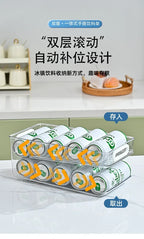 Stapelbarer Kühlschrank-Organizer, Behälter, Pop-Soda-Dosenspender, Getränkehalter für Kühlschrank, durchsichtiges Kunststoff-Aufbewahrungsregal für Lebensmittel in Dosen