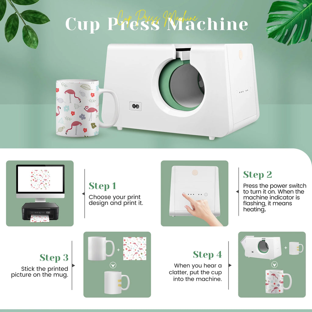 Automatische Tassenpresse, 10–11 Unzen, Transfersublimation, tragbare Tassenpresse, One-Touch-Taste als Geschenk für Geburtstage