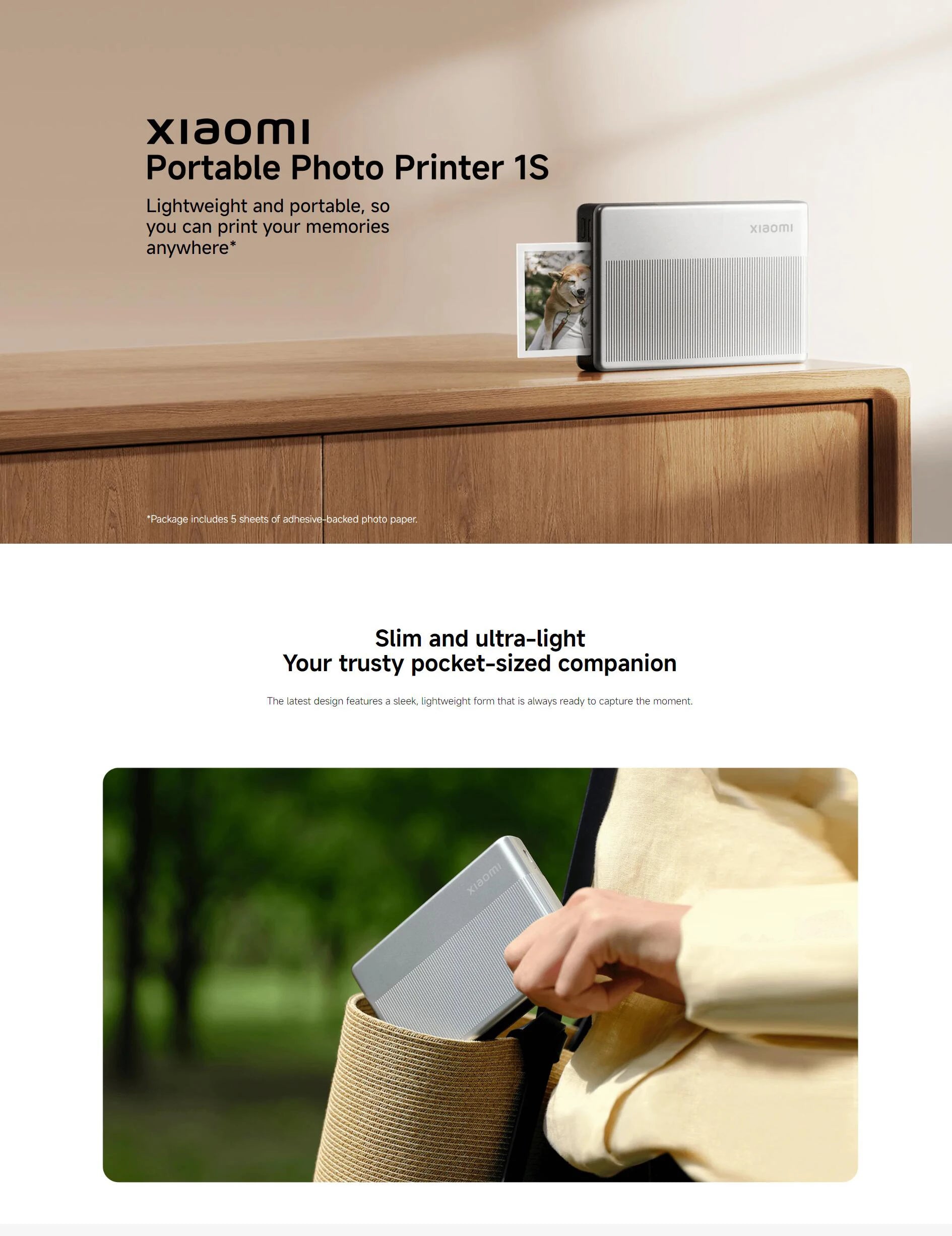 Globale Version Xiaomi Mi Tragbarer Fotodrucker Bluetooth 5.0 BLE ZINK Tintenlose Technologie AR-Videodruck Unterstützung Mi Home APP