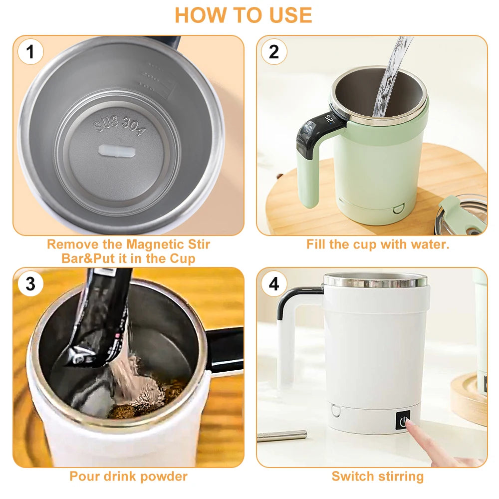 380ML Automatische Rühren Tasse Wiederaufladbare Elektrische Selbst Mischen Kaffee Becher Tragbare Tee Milch Trinkbecher Rotierenden Magnetische Werkzeuge