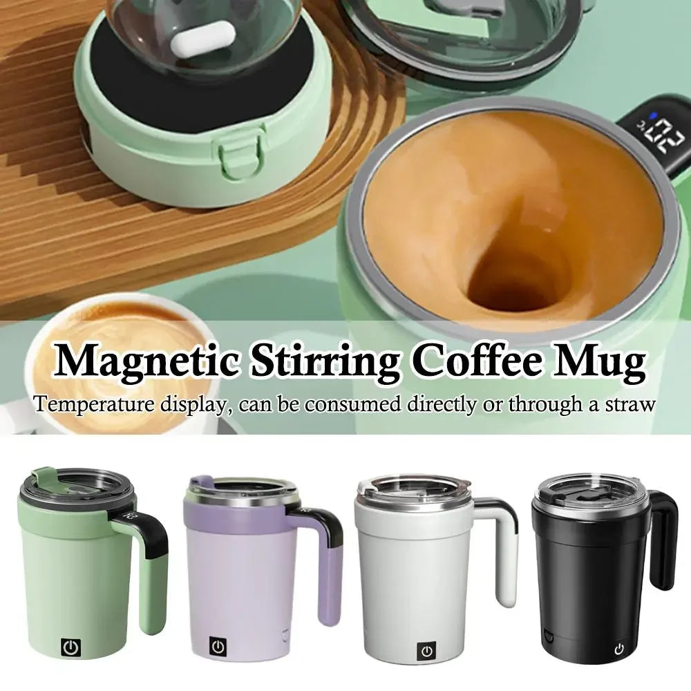 Elektrischer Selbstrühr-Becher 380 ml – USB-Akku, Edelstahl, Temperaturanzeige