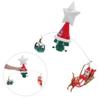 Rotierender Weihnachtsbaumspitze, musikalischer, leuchtender Weihnachtsbaumstern mit Weihnachtsmann-Rentierschlitten und beleuchtetem Sternenoberteil für Schneemänner