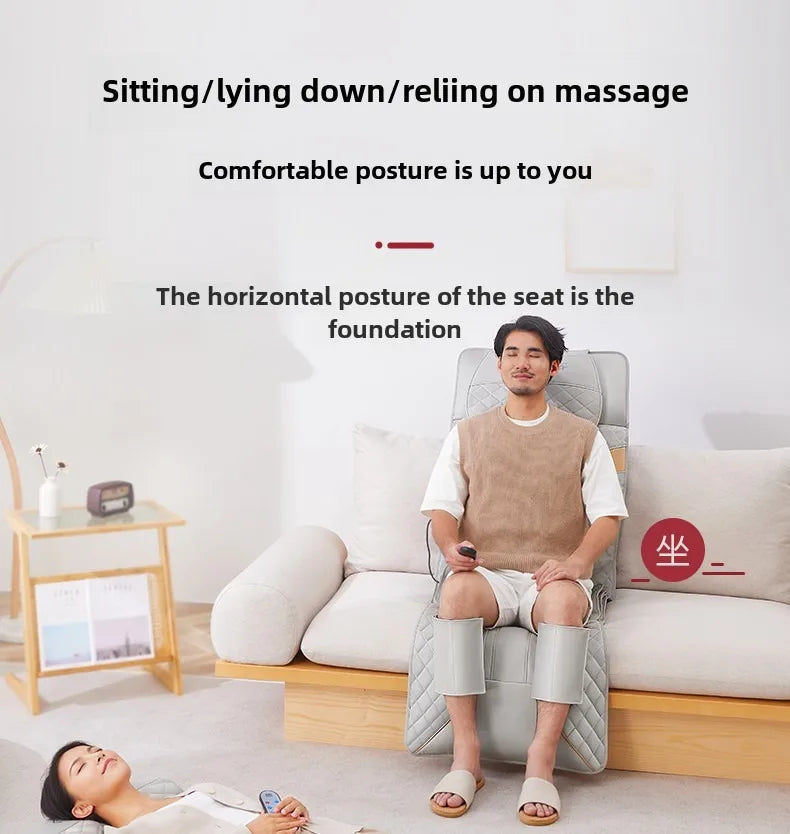 Ganzkörper-Massagematte mit Airbags, Dehnungsheizung, 3D-Entspannung der Lendenwirbelsäule, Rückenmassagegerät, PU-Leder, tragbar und tragbar