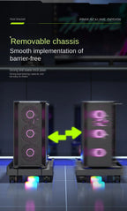 Mobiler PC-Turmständer, verstellbarer Computer-CPU-Halter, Teleskop-Desktop-Ständer, CPU-Wagen mit RGB-Lüfter, Wärmeableitung