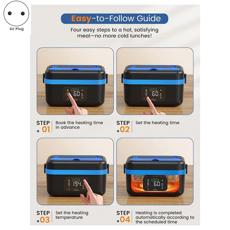 EMECE-Kabellose elektrische Lunchbox, wiederaufladbarer, selbsterhitzender Speisenwärmer mit 16000-mAh-Akku