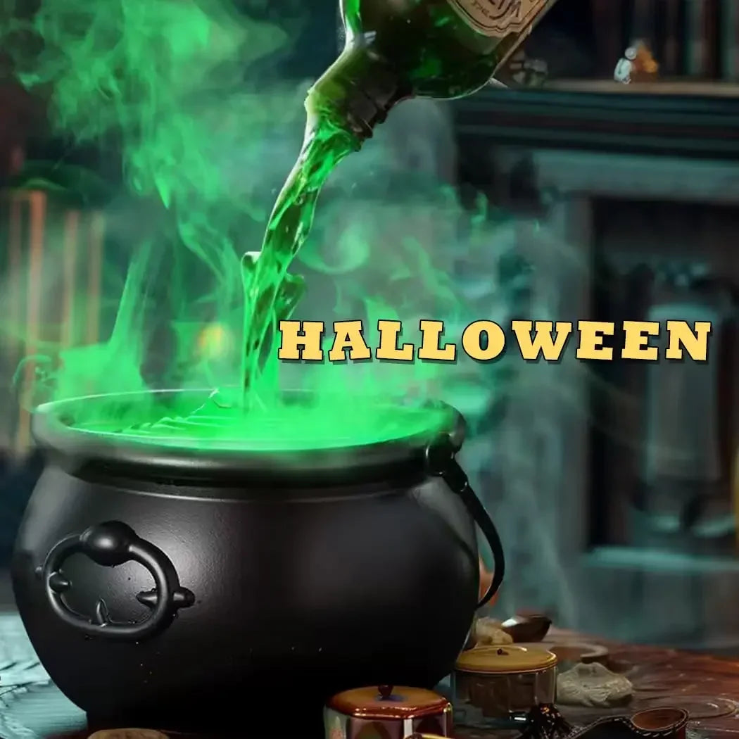 Halloween Hexenkessel mit LED & Nebelmaschine – Schwebende Tränkflasche, Grüner Nebel