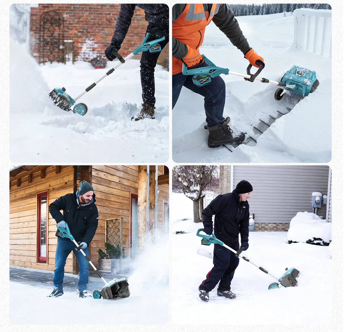 Gisam Akku-Schneepflug, bürstenlos, 33 cm Arbeitsbreite, kabellos, für Straßen und Höfe, kompatibel mit Makita 18V Akkus