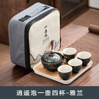 Chinesisches kung fu teeset sand keramik teeset reise kung fu teeset geschenk porzellan lila tontopf gegossen keramik teeset