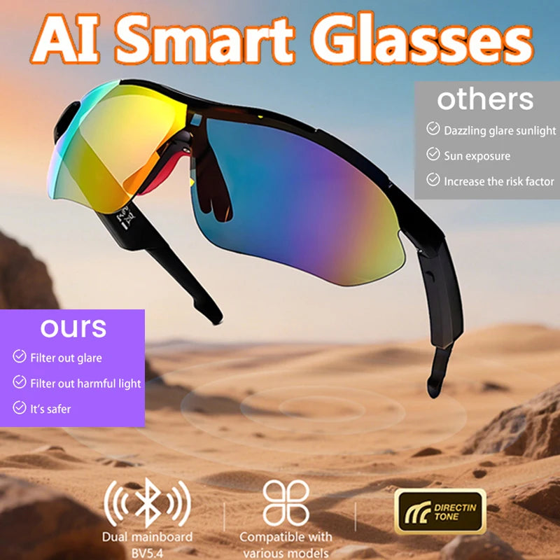 Intelligente Bluetooth-Brille zum Musikhören, Telefonanrufe, Radfahren, Sport, Kopfhörer, UV-Schutz, Intelligenz, Sonnenbrille für Männer und Frauen