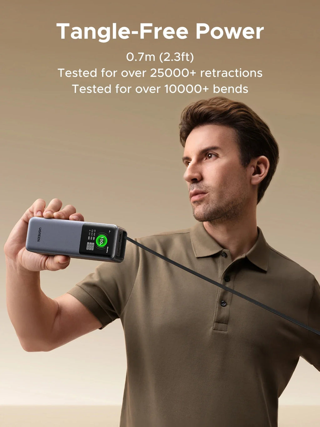 UGREEN Nexode 165W Power Bank 20000mAh Chargeur Portable 100W Max PD3.0 Batterie Externe Câble Intégré pour Ordinateur Portable Téléphone Portable