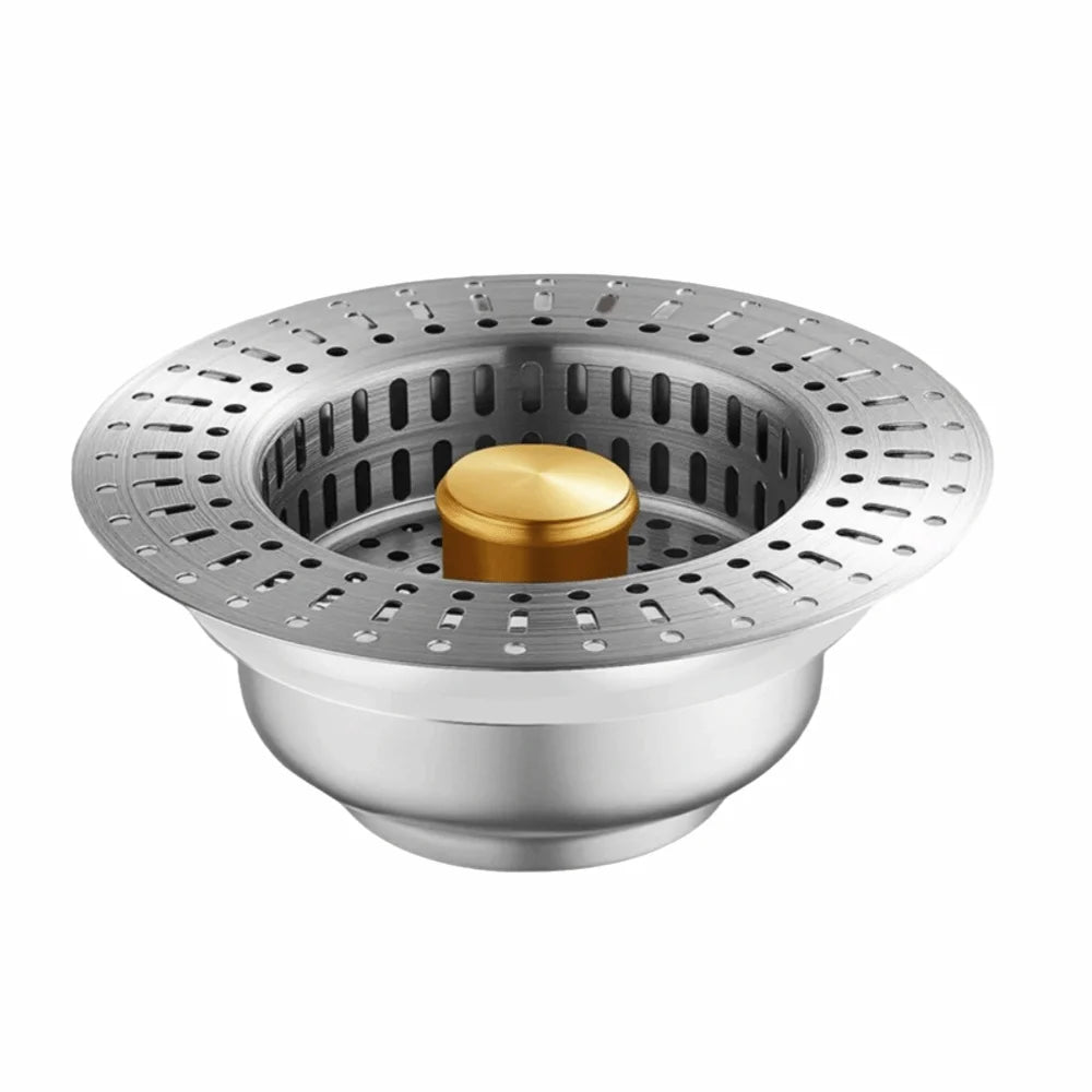 Edelstahl-Spülbeckensieb mit Pop-Up-Abflussstopper – Korbfilter, Anti-Verstopfung, 2 Stile