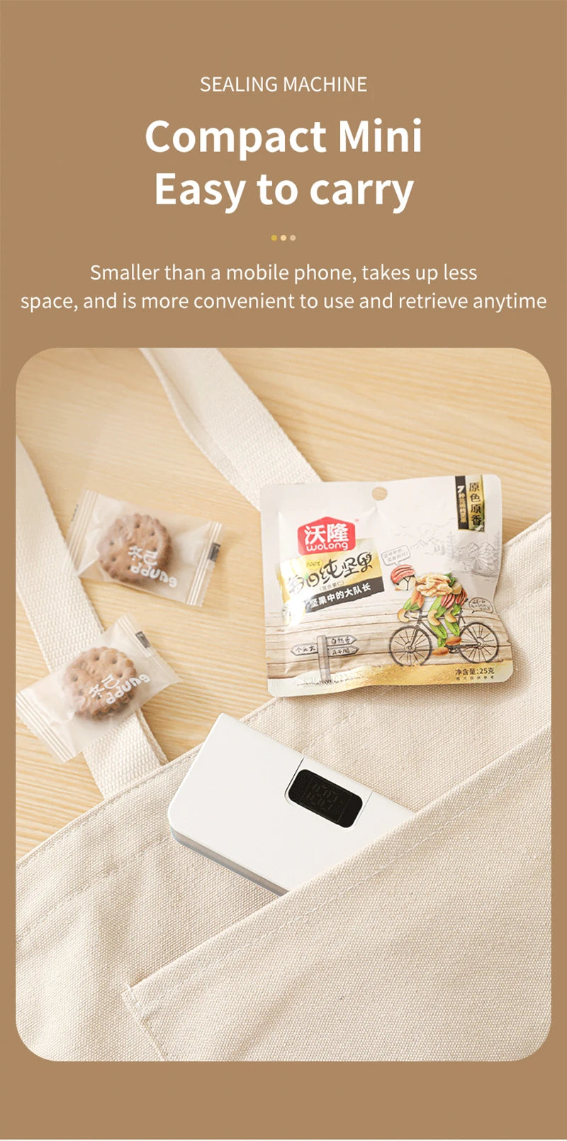 Mini-Wärmebeutel-Versiegelungsmaschine, Versiegelungsmaschine für Plastiktüten, wiederaufladbar, für Lebensmittelverpackungen, Heißsiegelgerät, tragbares Thermo-Beutelversiegelungsgerät